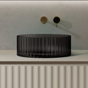 380mm Black Translucent Resin Stone Round Above Counter Basin