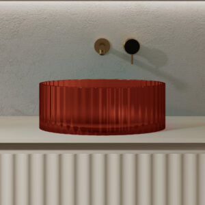 380mm Amber Translucent Resin Stone Round Above Counter Basin