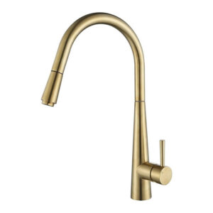 Brushed Gold Round Pull-Out Kitchen Mixer