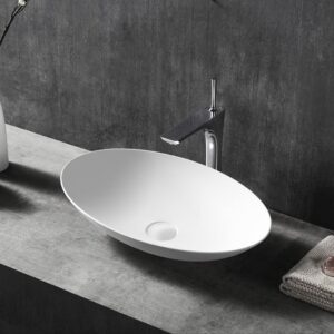 500mm Solid Surface Stone Oval Above Counter Basin