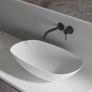630mm Solid Surface Stone Oval Above Counter Basin