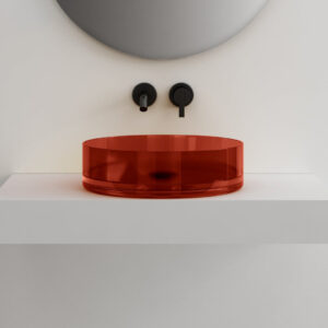 360mm Amber Translucent Resin Stone Round Above Counter Basin